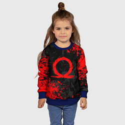 Свитшот детский GOD OF WAR LOGO RED, БРЫЗГИ КРАСОК, цвет: 3D-синий — фото 2