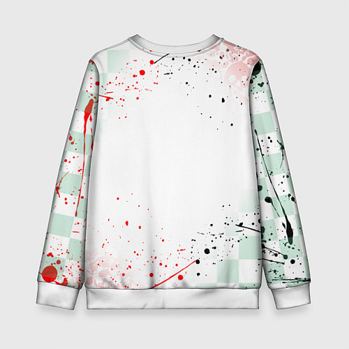Детский свитшот КЛИНОК РАССЕКАЮЩИЙ ДЕМОНОВ, БРЫЗГИ КРАСОК / 3D-Белый – фото 2