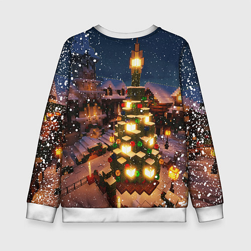 Детский свитшот НОВОГОДНЯЯ ЁЛКА В МАЙНКРАФТ SANTA CLAUS / 3D-Белый – фото 2