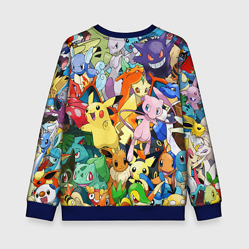 Детский свитшот АНИМЕ, ПОКЕМОНЫ ВСЕ ПЕРСОНАЖИ POKEMON / 3D-Синий – фото 2