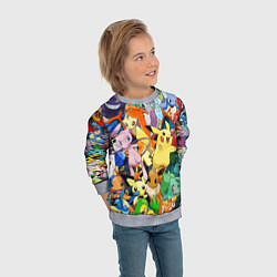 Свитшот детский АНИМЕ, ПОКЕМОНЫ ВСЕ ПЕРСОНАЖИ POKEMON, цвет: 3D-меланж — фото 2