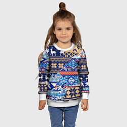 Свитшот детский НОВОГОДНИЙ УЗОР ОЛЕНИ И МЕДВЕДИ НОВЫЙ ГОД 2022, цвет: 3D-белый — фото 2