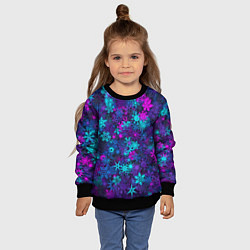 Свитшот детский Неоновые снежинки, цвет: 3D-черный — фото 2