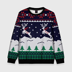 Свитшот детский СВИТЕР С ОЛЕНЯМИ DEER SWEATER, цвет: 3D-черный