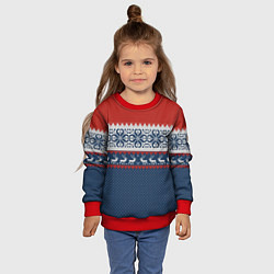 Свитшот детский НОВОГОДНИЙ УЗОР С ОЛЕНЯМИ, цвет: 3D-красный — фото 2