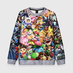 Свитшот детский SUPER SMASH BROS ГЕРОИ ИГРЫ, цвет: 3D-меланж