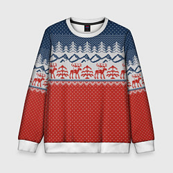 Свитшот детский ВЯЗАНЫЙ УЗОР С ОЛЕНЯМИ, цвет: 3D-белый