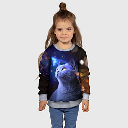 Свитшот детский КОТ И ГОЛУБАЯ БАБОЧКА, цвет: 3D-меланж — фото 2
