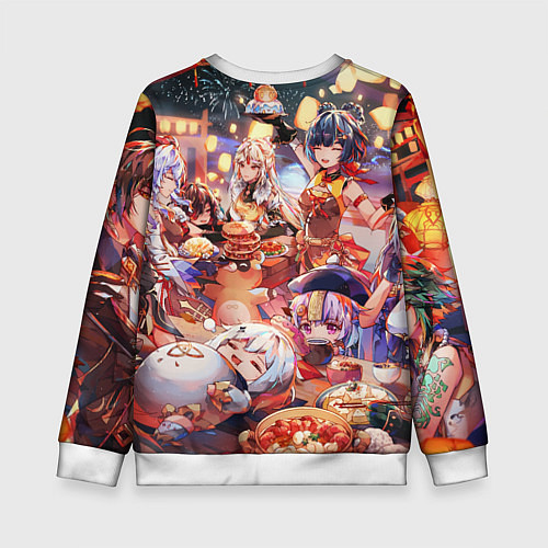 Детский свитшот Новый год в геншин импакте все герои / 3D-Белый – фото 2