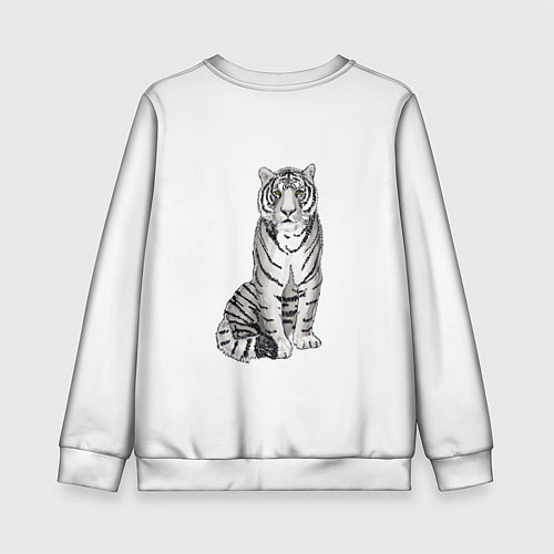 Детский свитшот Сидящая белая тигрица / 3D-Белый – фото 2
