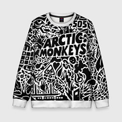 Свитшот детский Arctic monkeys Pattern, цвет: 3D-белый