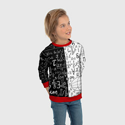 Свитшот детский ЧЁРНО БЕЛЫЕ ФОРМУЛЫ ФИЗИКА МАТЕМАТИКА, цвет: 3D-красный — фото 2
