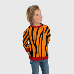 Свитшот детский Текстура тиграtiger, цвет: 3D-красный — фото 2