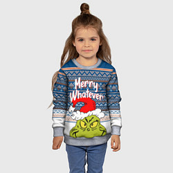 Свитшот детский MERRY WHATEVER GRINCH, цвет: 3D-меланж — фото 2