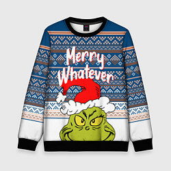 Свитшот детский MERRY WHATEVER GRINCH, цвет: 3D-черный