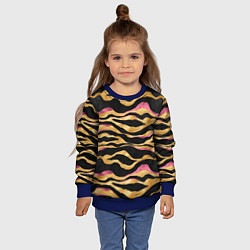 Свитшот детский Тигровый окрас Gold Pink, цвет: 3D-синий — фото 2