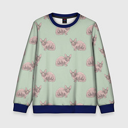 Свитшот детский Сфинкс коты паттерн, цвет: 3D-синий