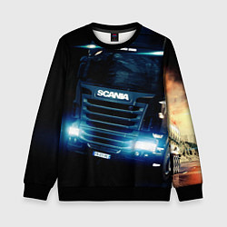 Свитшот детский SCANIA Дальнобой 2022, цвет: 3D-черный