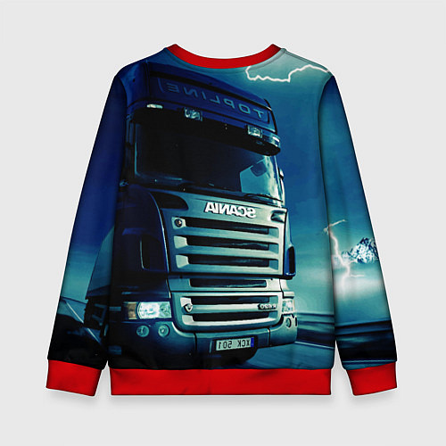 Детский свитшот SCANIA Дальнобой 2022 / 3D-Красный – фото 2