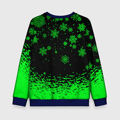 Детский свитшот НОВОГОДНИЙ КРИПЕР МАЙНКРАФТ ЗЕЛЁНЫЙ / 3D-Синий – фото 2