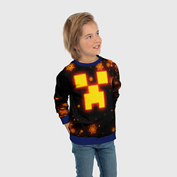 Свитшот детский НОВОГОДНИЙ ОГНЕННЫЙ КРИПЕР CREEPER FIRE, цвет: 3D-синий — фото 2