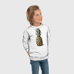 Свитшот детский Pineapple watercolor, цвет: 3D-белый — фото 2