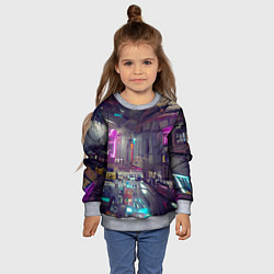 Свитшот детский Городской киберпанк, цвет: 3D-меланж — фото 2