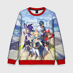 Свитшот детский МИР ТЕВАЙТ ГЕРОИ ГЕНШИН ИМПАКТ, цвет: 3D-красный