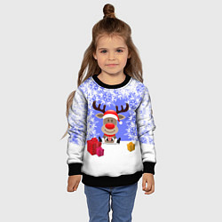 Свитшот детский Олень окруженный подарками, цвет: 3D-черный — фото 2