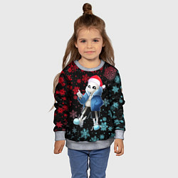 Свитшот детский UNDERTALE SANS НОВОГОДНИЙ НЕОН СНЕЖИНКИ, цвет: 3D-меланж — фото 2