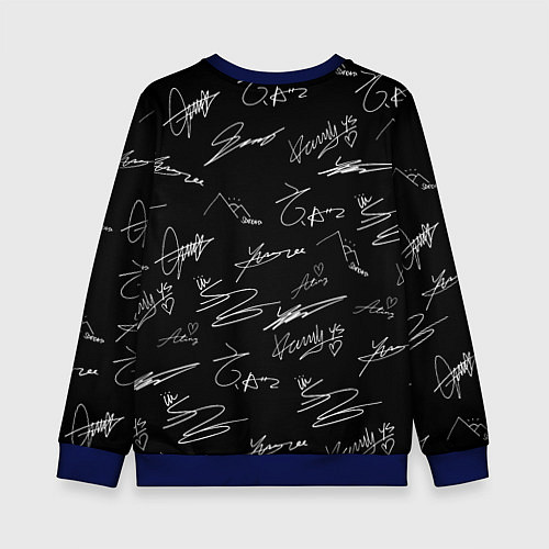 Детский свитшот ATEEZ БЕЛЫЕ АВТОГРАФЫ УЗОР / 3D-Синий – фото 2