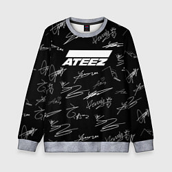 Свитшот детский ATEEZ БЕЛЫЕ АВТОГРАФЫ УЗОР, цвет: 3D-меланж