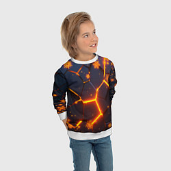 Свитшот детский НОВОГОДНИЕ ОГНЕННЫЕ 3D ПЛИТЫ FIRE NEON HEXAGON, цвет: 3D-белый — фото 2