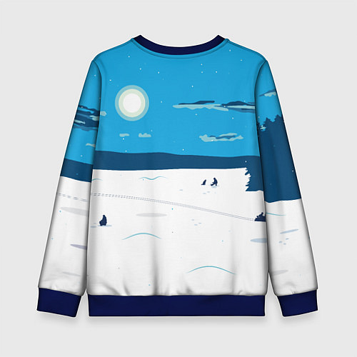 Детский свитшот Зимняя рыбалка на озере / 3D-Синий – фото 2