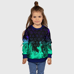 Свитшот детский НЕОНОВЫЙ ОГОНЬ ГЕНШИН ИМПАКТ СИМВОЛЫ, цвет: 3D-синий — фото 2