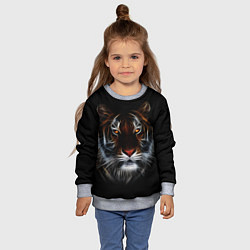 Свитшот детский Тигр в Темноте Глаза Зверя, цвет: 3D-меланж — фото 2