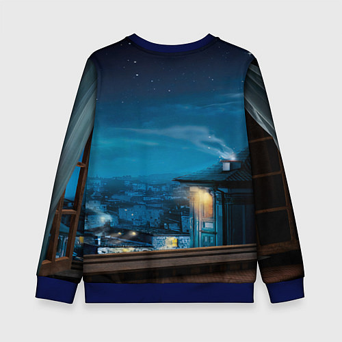 Детский свитшот Роза в Колбе / 3D-Синий – фото 2