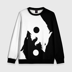 Свитшот детский Волки Инь и Янь Добро и Зло, цвет: 3D-черный