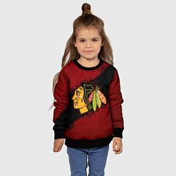 Свитшот детский Chicago Blackhawks, Чикаго Блэкхокс, цвет: 3D-черный — фото 2