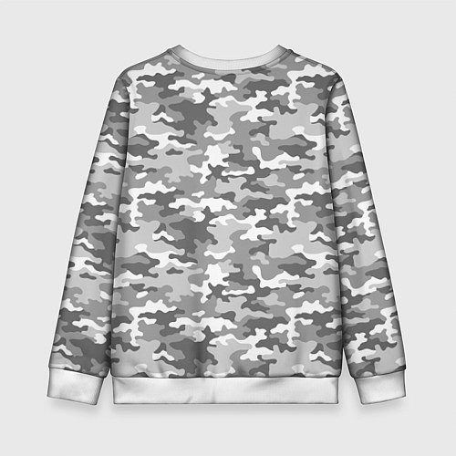 Детский свитшот Серый Военный Камуфляж / 3D-Белый – фото 2