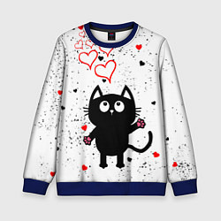 Свитшот детский Влюблённый котик Cat Love, цвет: 3D-синий