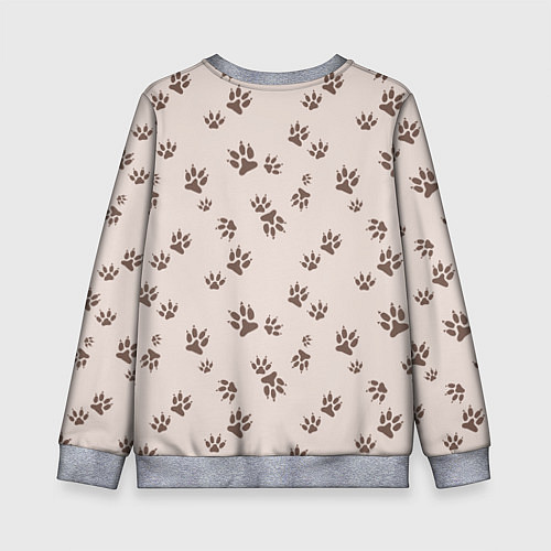 Детский свитшот Бежевый паттерн лапки / 3D-Меланж – фото 2