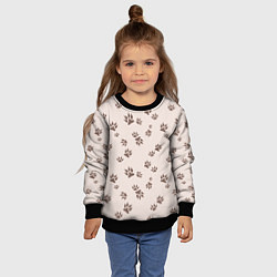 Свитшот детский Бежевый паттерн лапки, цвет: 3D-черный — фото 2