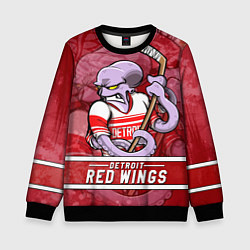 Свитшот детский Детройт Ред Уингз, Detroit Red Wings Маскот, цвет: 3D-черный