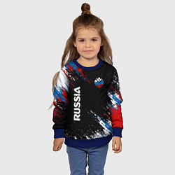 Свитшот детский Russia Штрихи в цвет Флага, цвет: 3D-синий — фото 2