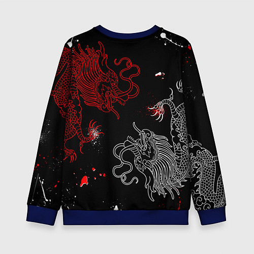 Детский свитшот Китайский дракон Красно - Белый / 3D-Синий – фото 2