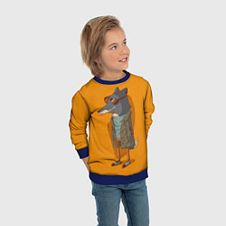 Свитшот детский Хитрый лис в плаще, цвет: 3D-синий — фото 2