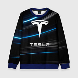 Свитшот детский Tesla - Неоновые полосы, цвет: 3D-синий