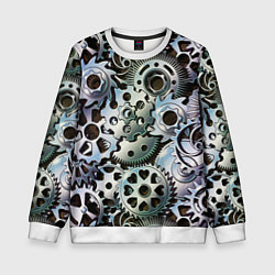 Свитшот детский Стимпанк шестеренки Steampunk, цвет: 3D-белый