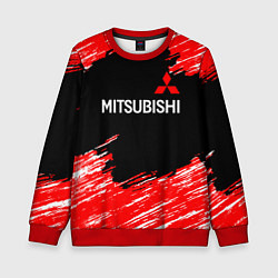 Свитшот детский Mitsubishi размытые штрихи, цвет: 3D-красный